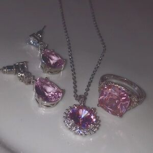 Necklace set,ring earrings  ,pendant  with cubic zirconia